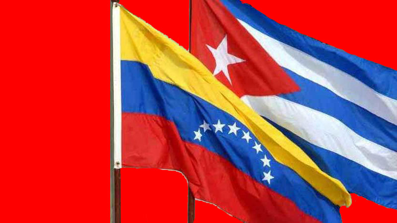 Flags of Cuba and Venezuela