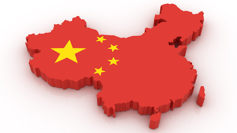 Flag and map of China