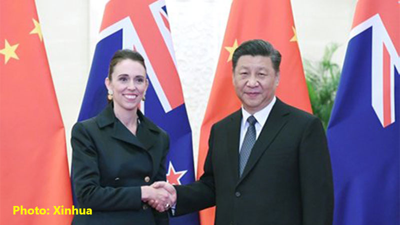 Chinese President Xi Jinping meets with visiting New Zealand's Prime Minister Jacinda Ardern in Beijing on Monday. Photo: Xinhua
