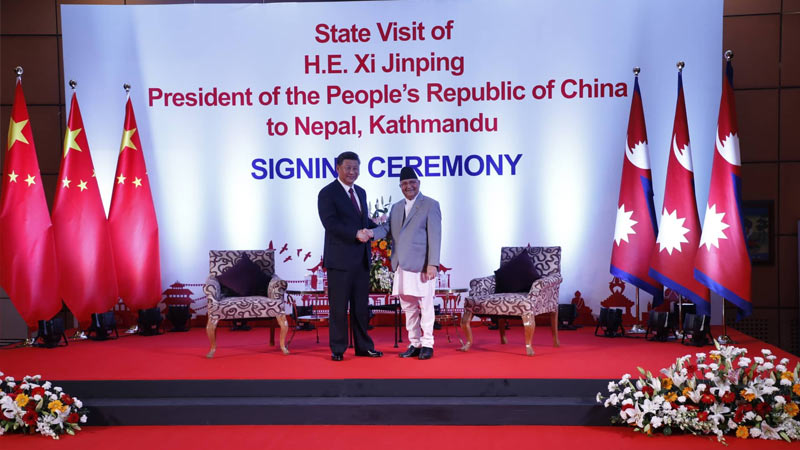 Xi Jinping, KP Sharma Oli