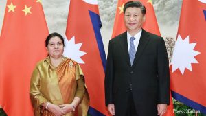 Chinese President Xi speaks with President Bhandari