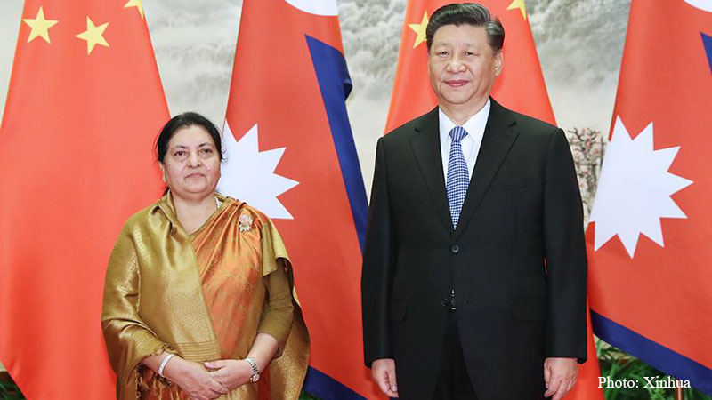 Chinese President Xi Jinping with Nepali President Bidya Devi Bhandari