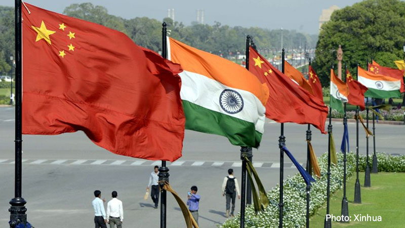 China-India Relations, national Flags