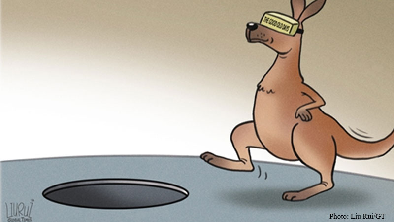 China-Australia, Kangaroo before a hole