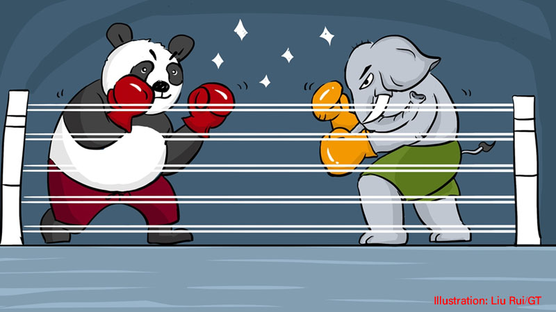China-India border, China-India Relation, panda, elephant