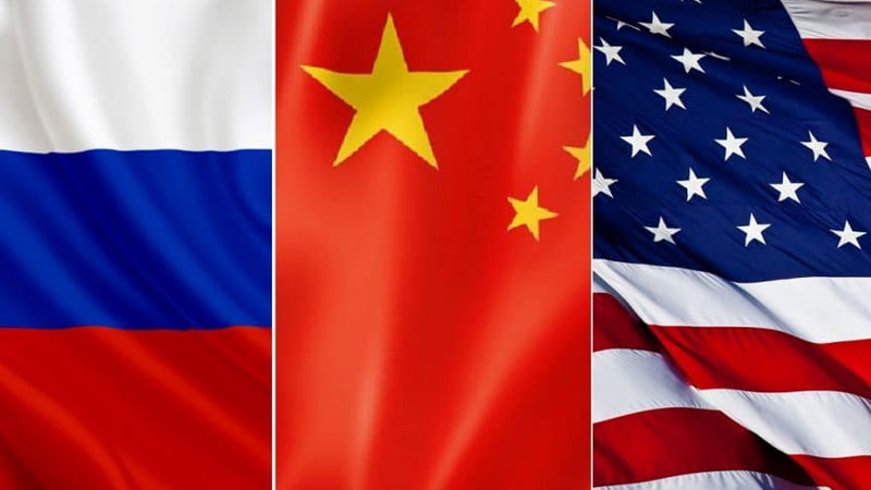 China, USA, Russian, flag