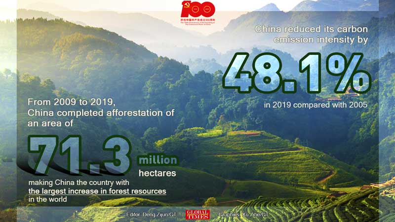Area of afforestation, China,