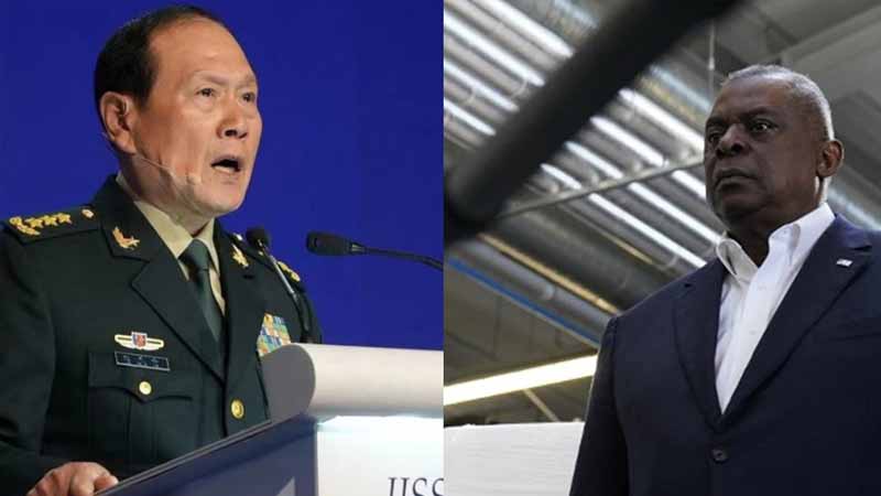 Chinese State Councilor and Defense Minister General Wei Fenghe, US Secretary of Defense Austin Lloyd Photo:File