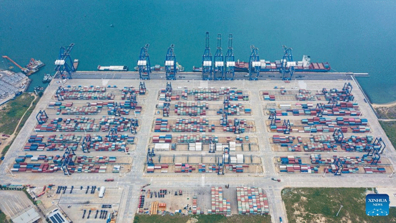 Yangpu international container terminal, Yangpu Economic Development Zone, south China's Hainan Province.