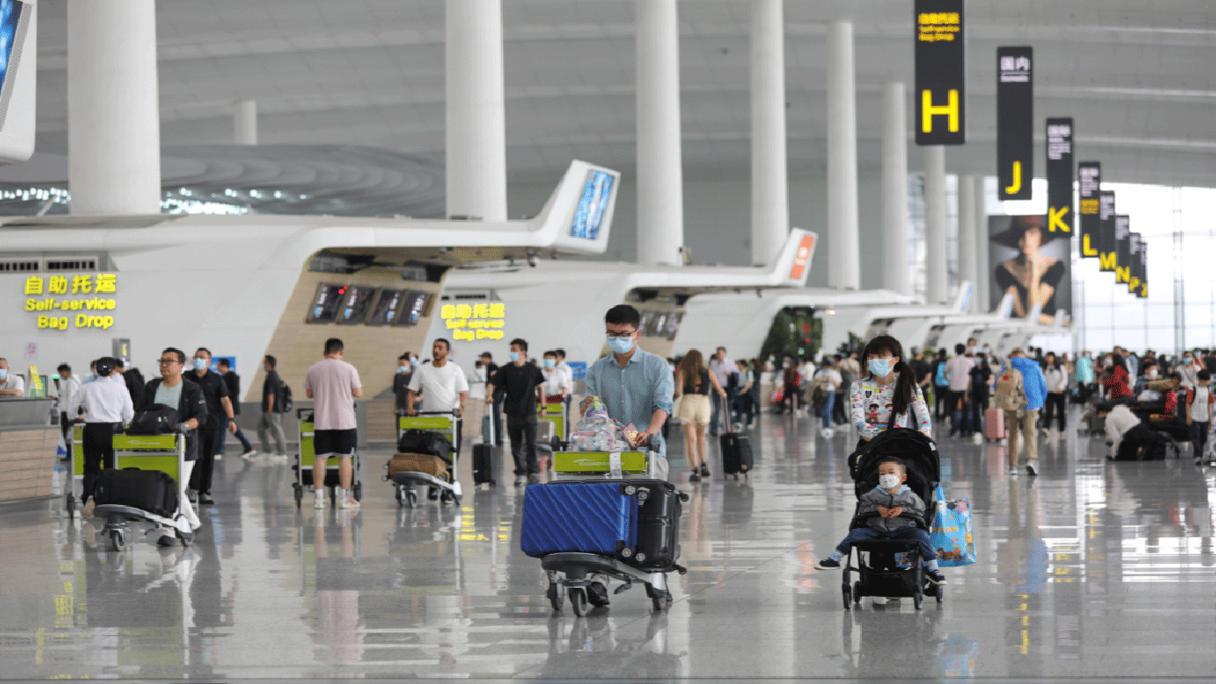 Passengers wait at Guangzhou Baiyun International Airport on April 29, 2023, the first day of the five-day May Day holidays. Photo: Courtesy of Guangzhou Baiyun International Airport