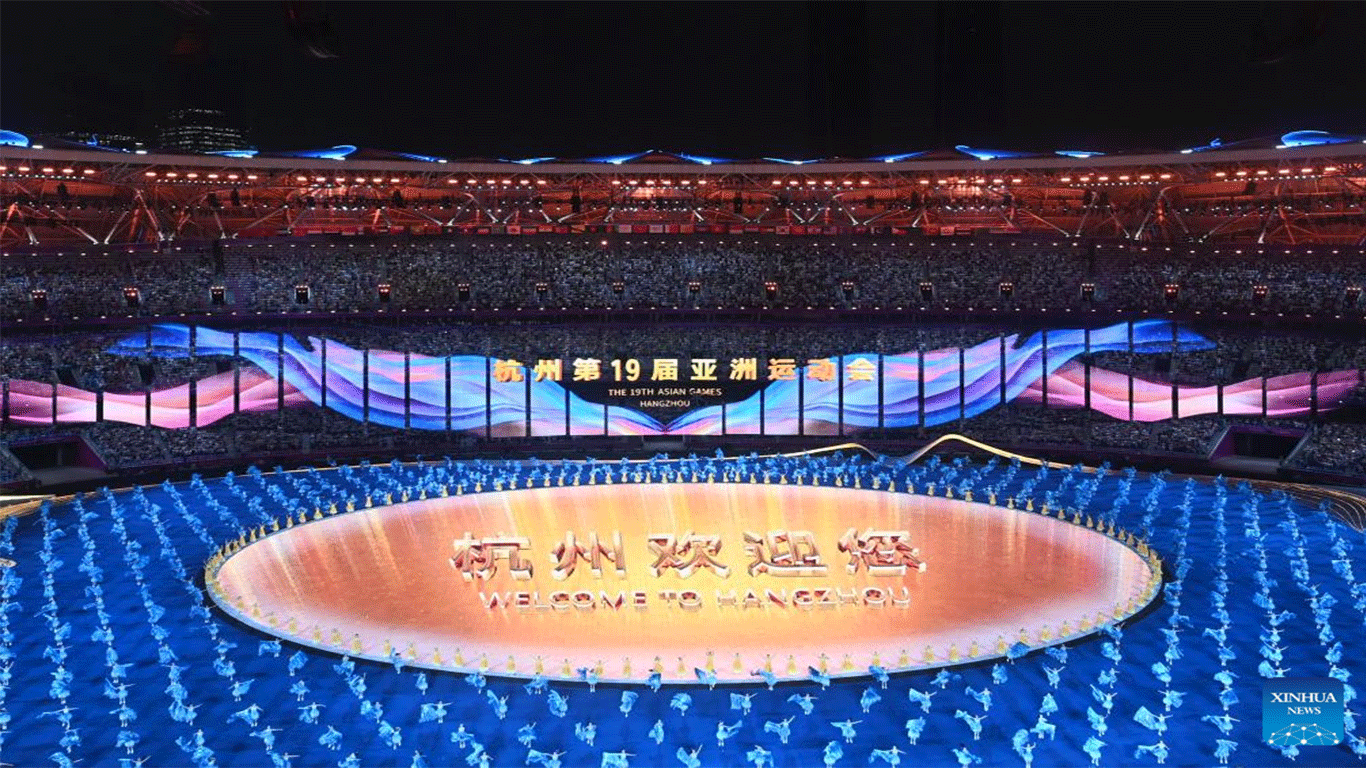 Artists perform during the opening ceremony of the 19th Asian Games in Hangzhou, east China's Zhejiang Province, Sept. 23, 2023. (Xinhua/Xu Yu)