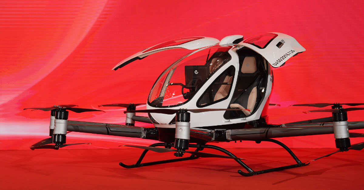 The EH216-S self-developed passenger-carrying unmanned aerial vehicle eVTOL aircraft. Photo: Courtesy of Ehang Holidings Ltd
