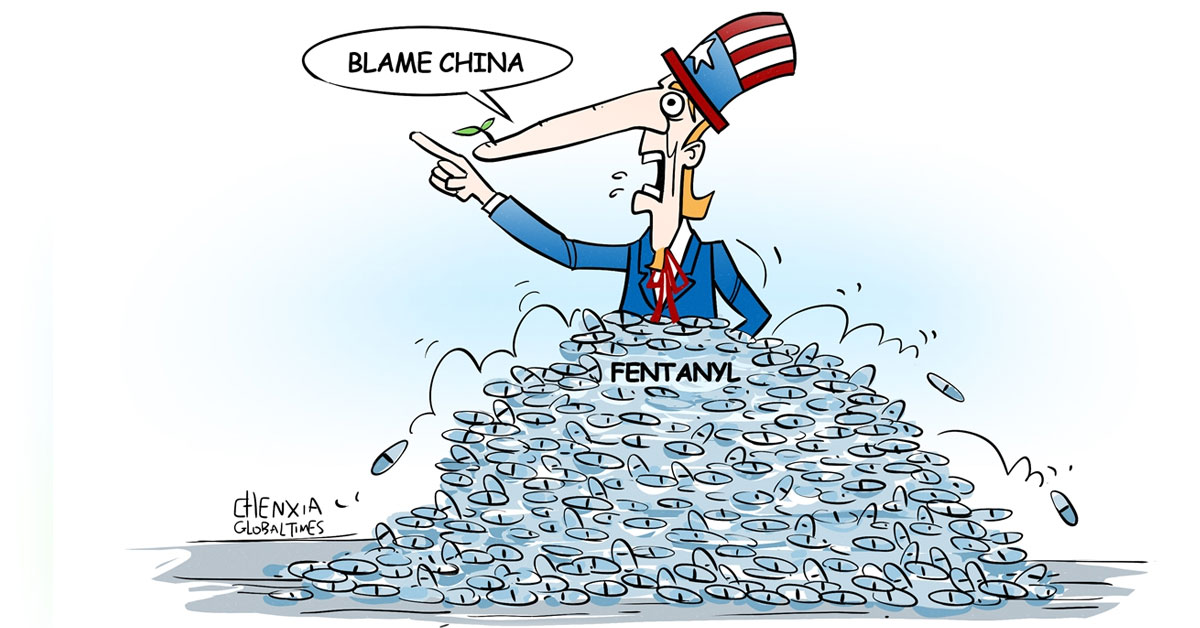 Blame China Fentanyl. Illustration: Chen Xia/GT