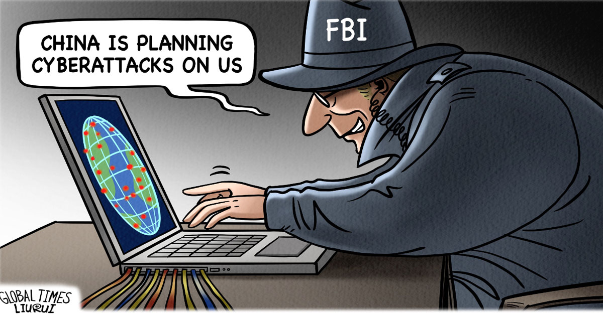 China is planning cyberattack against US. Cartoon: Liu Rui/GT