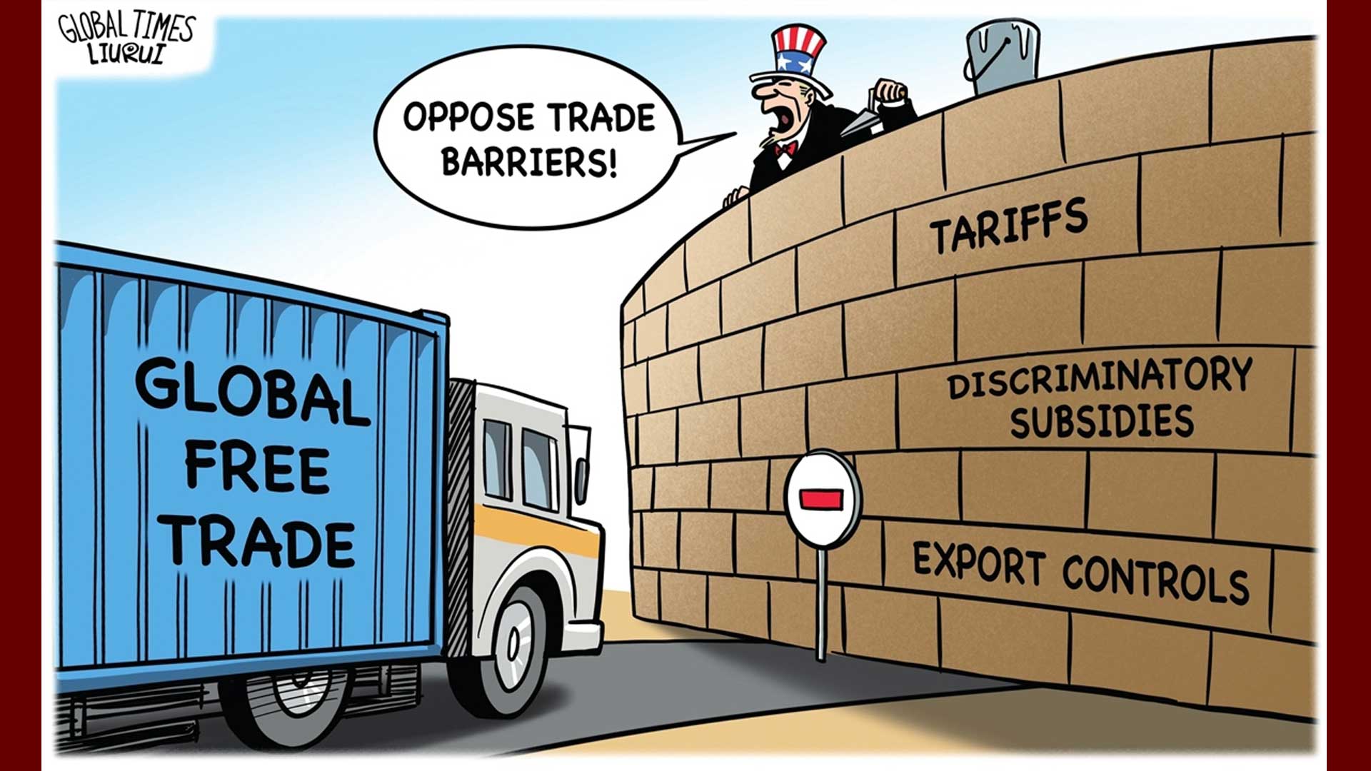 Global Free Trade, Tarrifs, Cartoon
