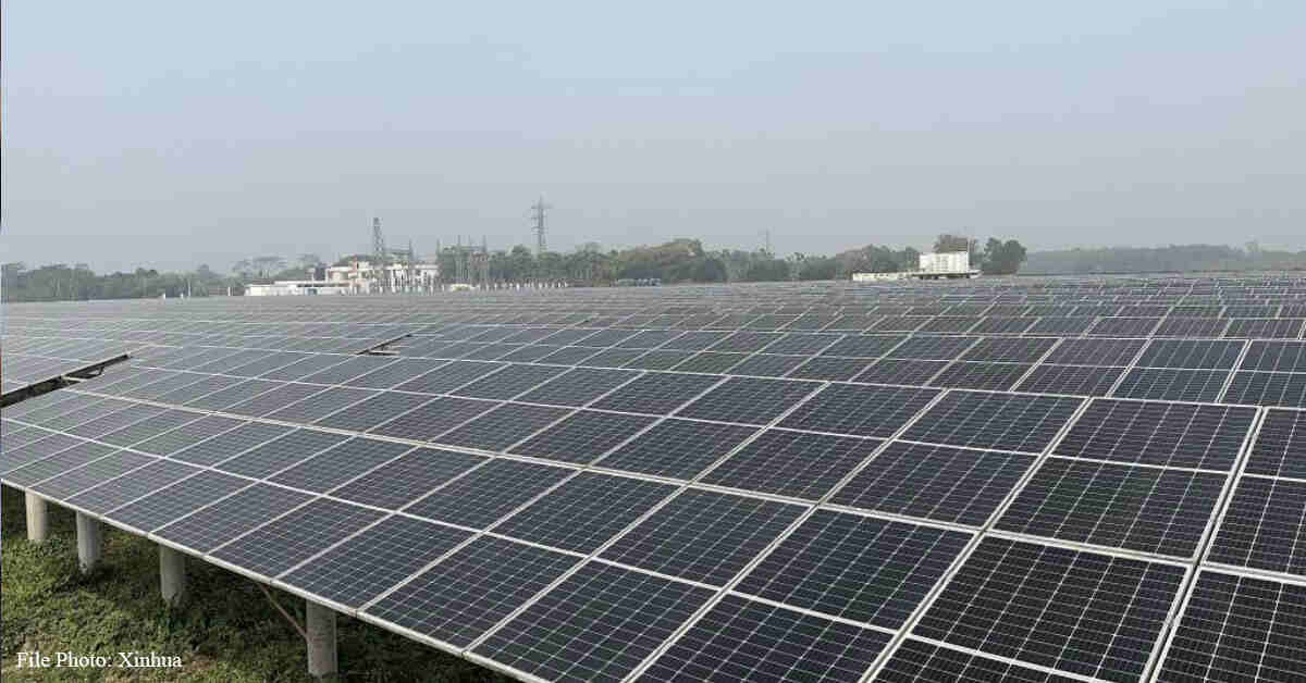 This photo taken on Feb. 17, 2024 shows a 50 MW Chinese-built photovoltaic power plant in Mymensingh District, Bangladesh. Photo:Xinhua