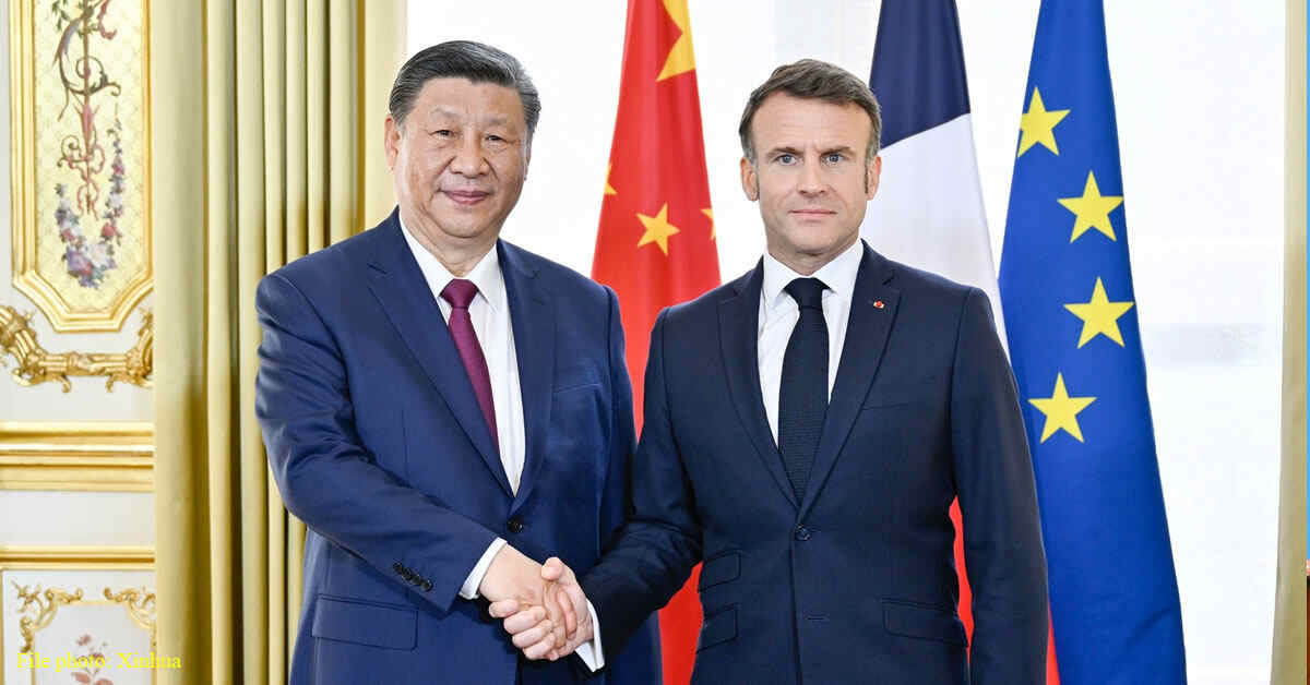Paris Olympics, Chinese President Xi Jinping meets with French President Emmanuel Macron in Paris, France on May 6, 2024. Photo: Xinhua