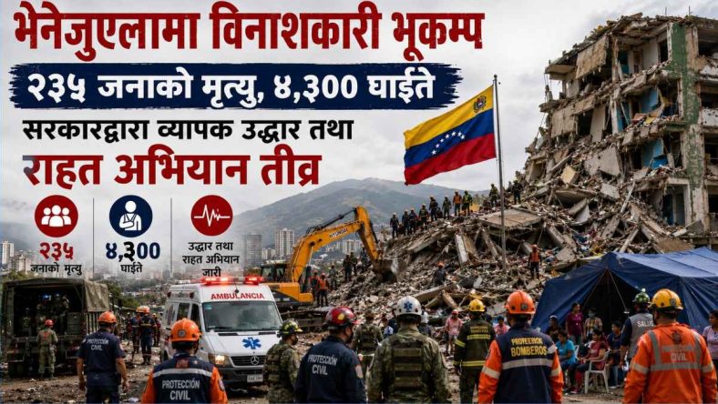 भेनेजुएलामा विनाशकारी भूकम्प: २३५ जनाको मृत्यु, ४,३०० घाइते; सरकारद्वारा उद्धार र राहतको अभियान तीव्र